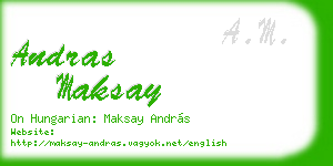 andras maksay business card